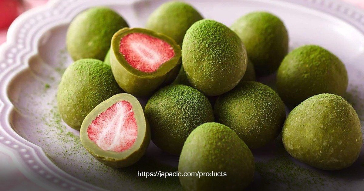 Uji matcha chocolate with dried strawberries